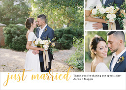 5x7 Greeting Card, Glossy, Blank Envelope with Elegant Just Married design