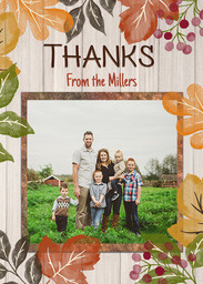 5x7 Greeting Card, Glossy, Blank Envelope with Fall Foliage Thanks design