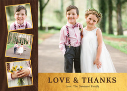 5x7 Greeting Card, Matte, Blank Envelope with Wood Love & Thanks design