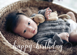 5x7 Greeting Card, Glossy, Blank Envelope with Scripty Happy Birthday design