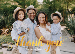 5x7 Greeting Card, Glossy, Blank Envelope with Swirly Thank You design