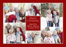 5x7 Greeting Card, Glossy, Blank Envelope with Christmas Collage Red design
