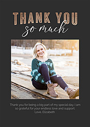 5x7 Greeting Card, Glossy, Blank Envelope with Bold Thanks design