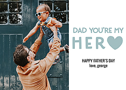 5x7 Greeting Card, Glossy, Blank Envelope with Heart Hero design