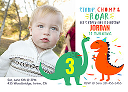 5x7 Greeting Card, Glossy, Blank Envelope with Dancing Dinosaurs design