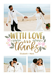 5x7 Greeting Card, Glossy, Blank Envelope with Love and Thanks design