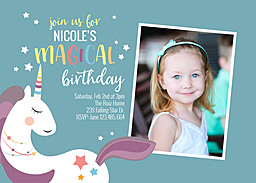 5x7 Greeting Card, Glossy, Blank Envelope with Magical Unicorn design