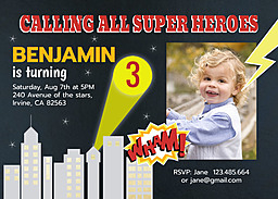 5x7 Greeting Card, Glossy, Blank Envelope with Super Hero design