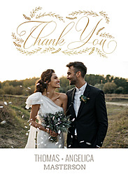 5x7 Greeting Card, Glossy, Blank Envelope with Swirled In Laurel design