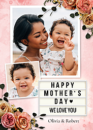 5x7 Cardstock, Blank Envelope with We love you Mom design