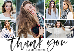 5x7 Greeting Card, Glossy, Blank Envelope with Scripted Thank You design