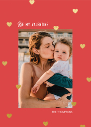 5x7 Greeting Card, Matte, Blank Envelope with Heart of Gold Red design