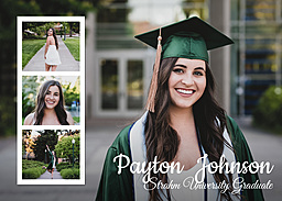 5x7 Greeting Card, Matte, Blank Envelope with Photo Strip Collage Grad Announcement design