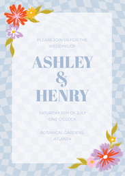 5x7 Greeting Card, Glossy, Blank Envelope with Packed Party Checkered Floral design