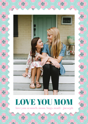 5x7 Cardstock, Blank Envelope with Packed Party Love You Mom Floral design