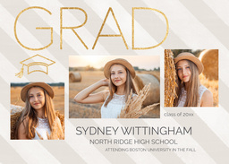 5x7 Greeting Card, Glossy, Blank Envelope with Gold Grad design