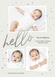 5x7 Greeting Card, Glossy, Blank Envelope with Hello Baby Sparkle design