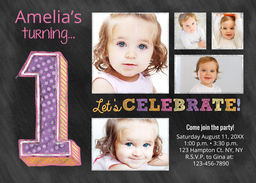 5x7 Greeting Card, Glossy, Blank Envelope with 1st Birthday design