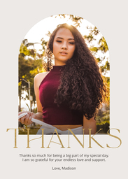 5x7 Greeting Card, Glossy, Blank Envelope with Arch Framed Thanks design