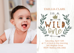 5x7 Greeting Card, Glossy, Blank Envelope with A Wild One design