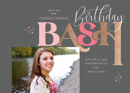 5x7 Greeting Card, Glossy, Blank Envelope with Birthday Bash design