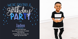 4x8 Greeting Card, Glossy, Blank Envelope with Blue Confetti design