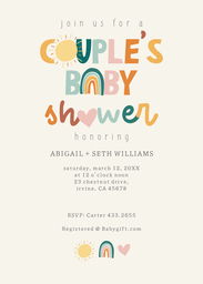 5x7 Greeting Card, Glossy, Blank Envelope with Couples Baby Shower design