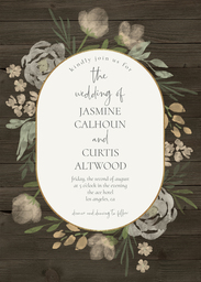 5x7 Greeting Card, Glossy, Blank Envelope with Faded Flowers design