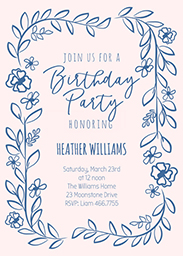 5x7 Greeting Card, Glossy, Blank Envelope with Floral Frame design