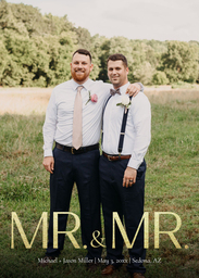 5x7 Greeting Card, Glossy, Blank Envelope with Golden Love design