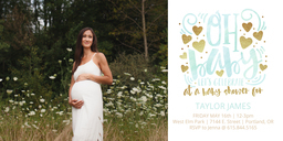 4x8 Greeting Card, Glossy, Blank Envelope with Hearts and Swirls design