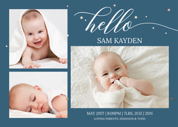 5x7 Greeting Card, Glossy, Blank Envelope with Hello Sparkles design