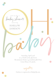 5x7 Greeting Card, Glossy, Blank Envelope with Oh Baby Shower design