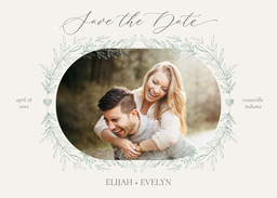 5x7 Greeting Card, Glossy, Blank Envelope with Sage and Hearts design