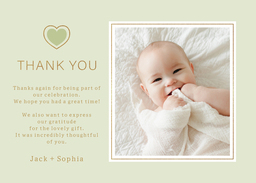 5x7 Greeting Card, Glossy, Blank Envelope with Simple Heart Thank You design