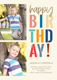 5x7 Greeting Card, Glossy, Blank Envelope with Stacked Up Birthday design