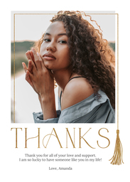 5x7 Greeting Card, Glossy, Blank Envelope with Tassel Framed Thanks design