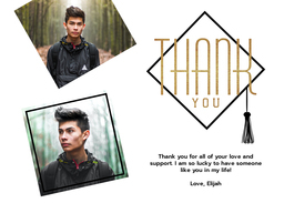 5x7 Greeting Card, Glossy, Blank Envelope with Thank You Cap design