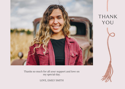 5x7 Greeting Card, Glossy, Blank Envelope with Thank You Tassel design