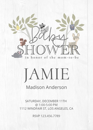 5x7 Greeting Card, Glossy, Blank Envelope with Woodland Shower design