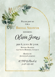 5x7 Greeting Card, Glossy, Blank Envelope with Botanical Arch Bridal Invitation design