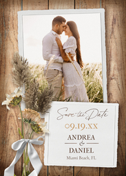 5x7 Greeting Card, Matte, Blank Envelope with Forever Pampas Save the Date design