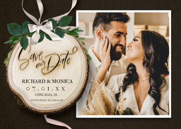 5x7 Greeting Card, Matte, Blank Envelope with Rustic Woodland Save the Date design