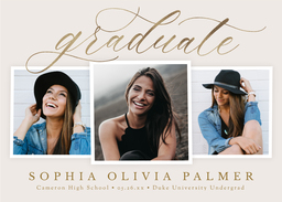 5x7 Greeting Card, Matte, Blank Envelope with Classy Golden Graduate design