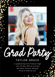 5x7 Greeting Card, Matte, Blank Envelope with Golden Glitter Grad Party design