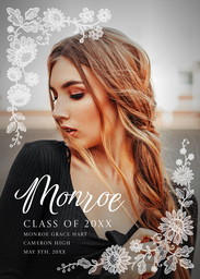 5x7 Greeting Card, Matte, Blank Envelope with Graduation Lace design