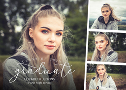 5x7 Greeting Card, Glossy, Blank Envelope with Elegant Script Grad design