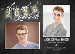 5x7 Greeting Card, Glossy, Blank Envelope with Golden Year Banner design