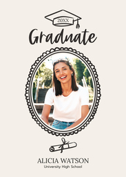 5x7 Greeting Card, Glossy, Blank Envelope with Reflective Graduate design