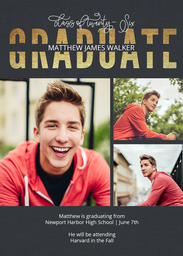 5x7 Greeting Card, Glossy, Blank Envelope with Striking Graduate design